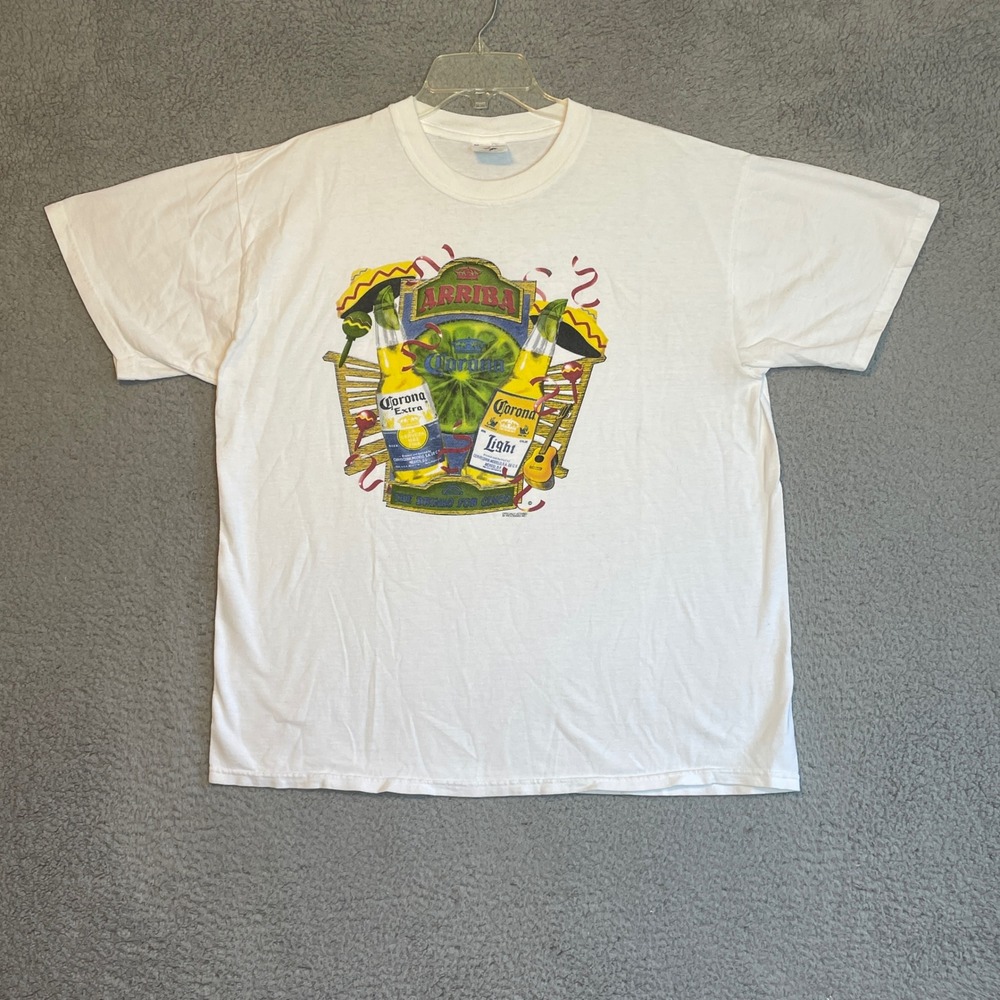 Vintage Arriba Corona Extra & Light Beer T-Shirt XL Jerzees Cinco de Mayo